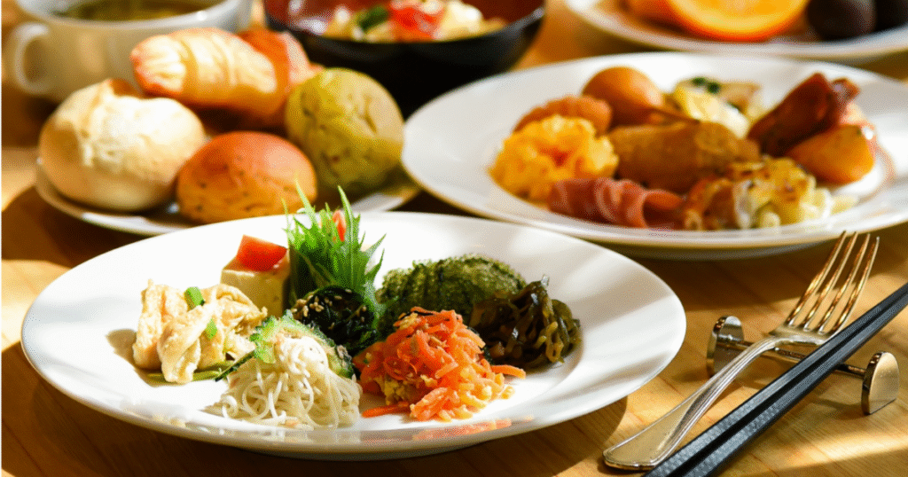 様々なブッフェの食事