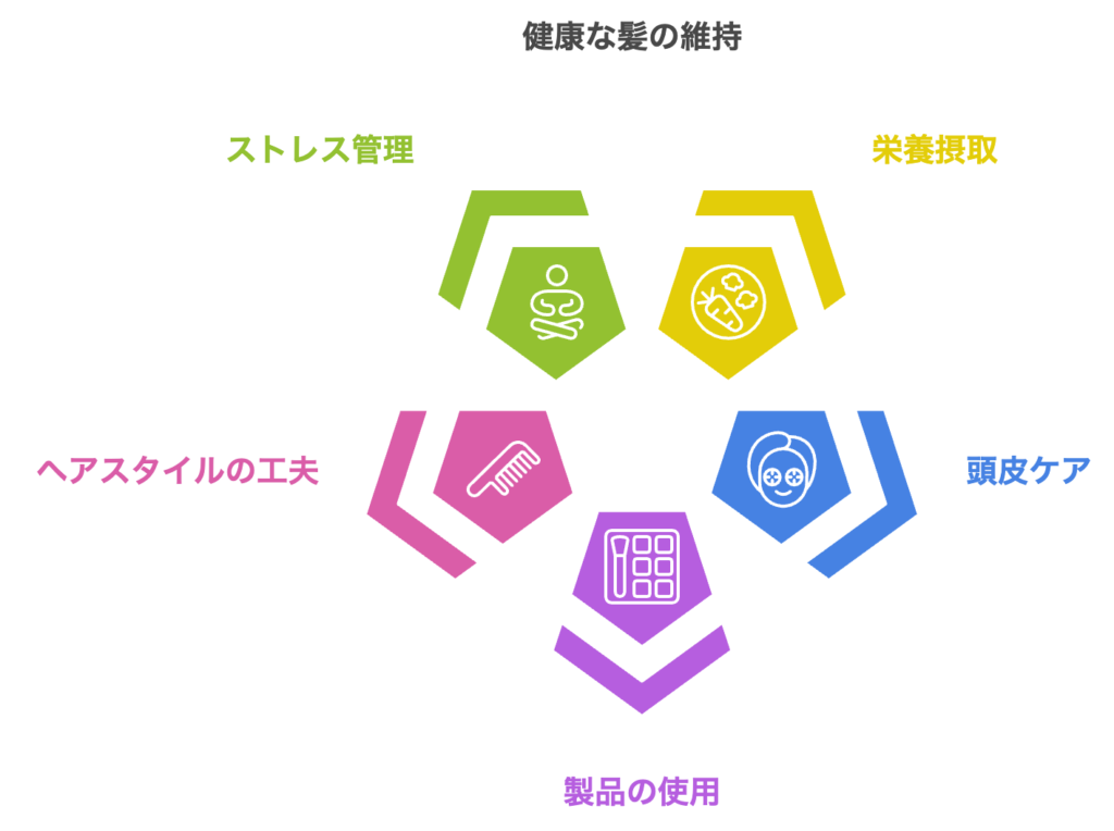 健康の髪の維持の図解