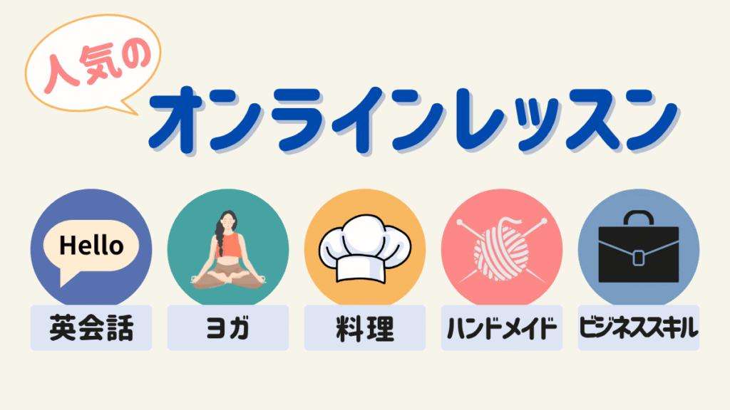 人気のオンラインレッスンが書かれた画像